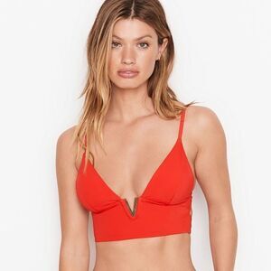 Victorias Secret Swim V- Hardware Sexy Padded Bikini Top Red Xsmall